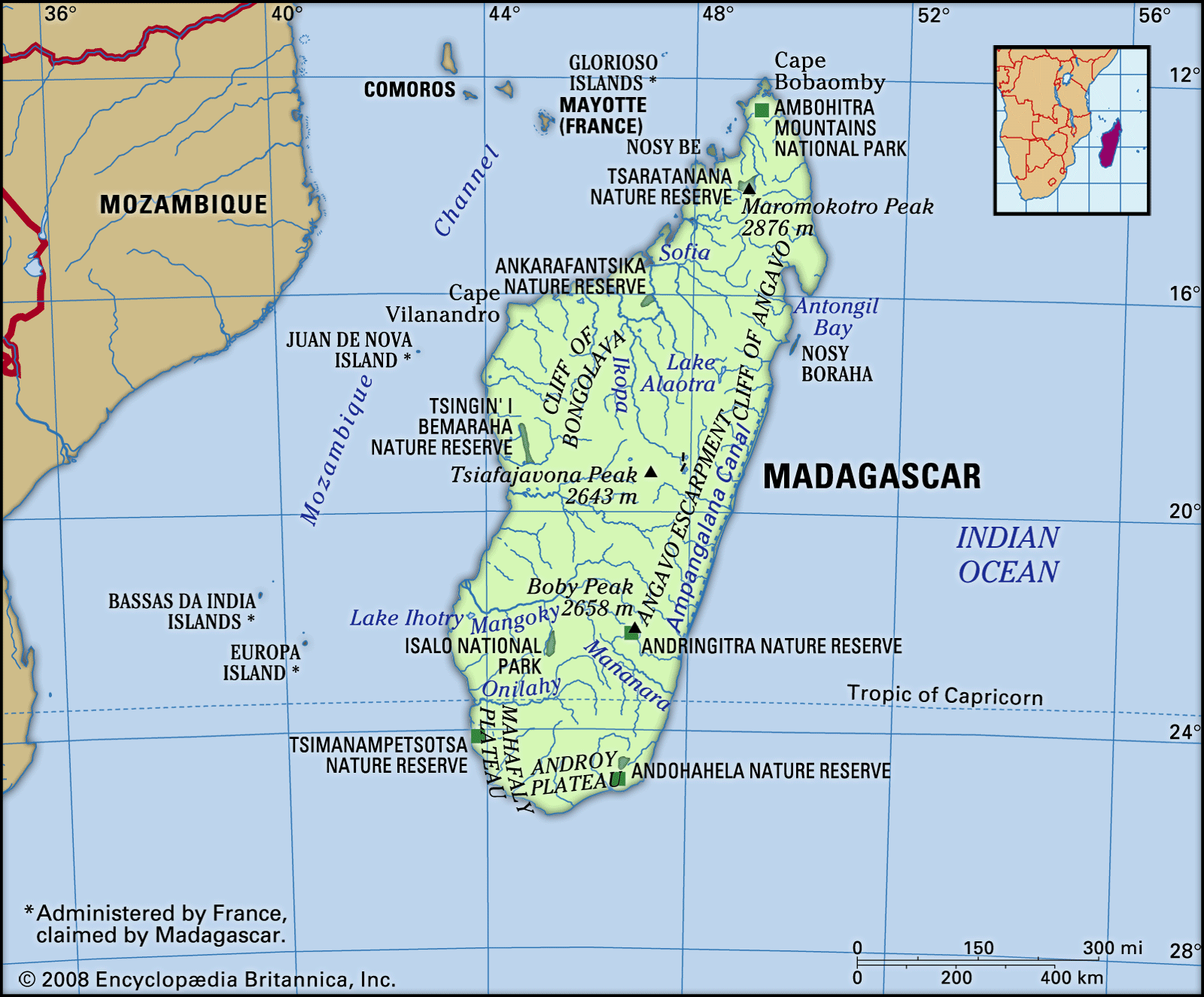 A map of Madagascar.