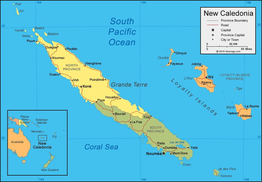 A map of New Caledonia.